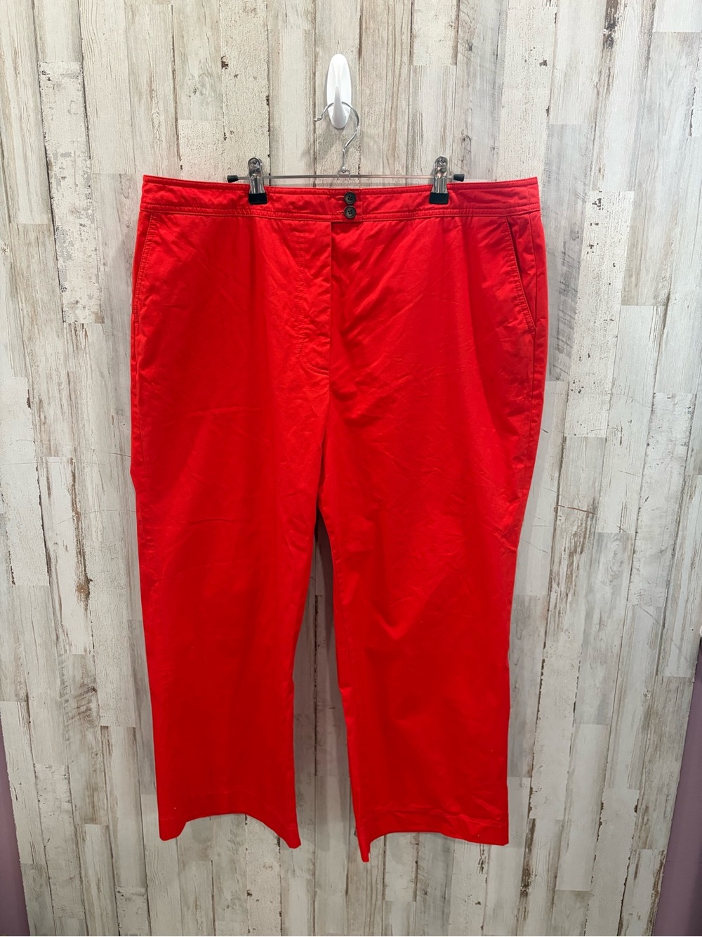 Boden Chino Pants Womens US 16R Red Straight Leg Crop Cotton Casual Career